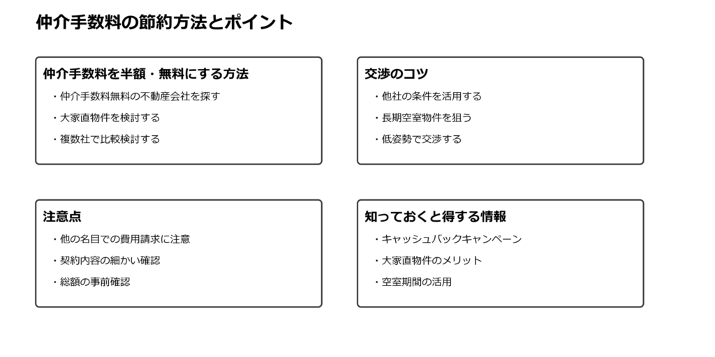 仲介手数料の節約方法とポイントを図解